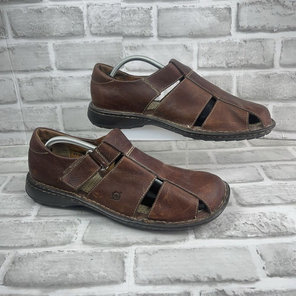 Born Fisherman Men’s Size 11 Brown Leather Closed Toe Vintage Boat Sandals - Picture 3 of 11